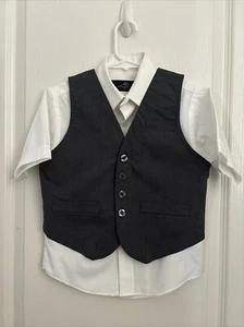 VTG EUC Boy's 2-Piece Gray And White Suit Size 6, Vest & Short Sleeve Suit Top - Picture 1 of 16