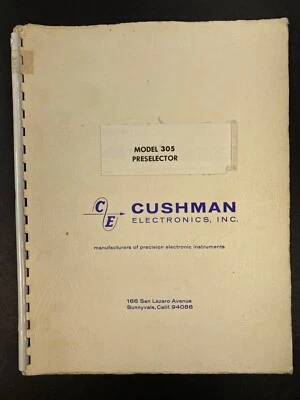 CUSHMAN 305 PRESELECTOR for CE-3 & CE-7 Communications Monitors MANUAL - Image 1 of 4