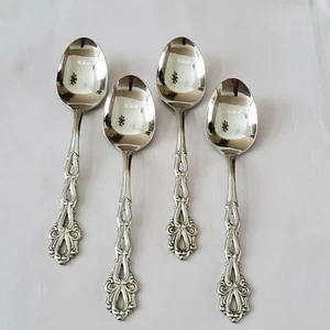 Oneida Community CHANDELIER 4 Place Oval Soup Spoons Stainless 6 7/8'' - Picture 1 of 6