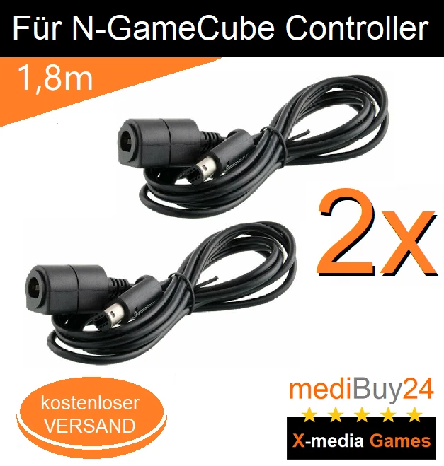 2x Nintendo Gamecube Manette Rallonge Câble Game Cube 1,8m NEUF - Photo 1/1