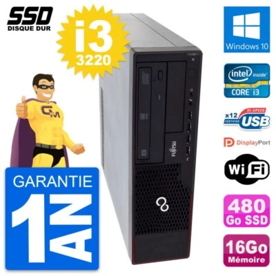 PC Fujitsu Esprimo E910 Dt Intel Core i3-3220 RAM 16Go SSD 480Go Windows 10 Wifi - Imagen 1 de 4