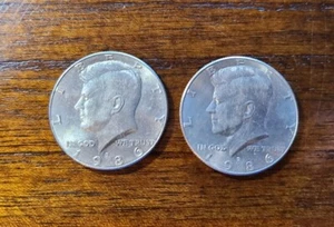 1986-D Kennedy Half Dollars - 2 Circulated Coins - Picture 1 of 2