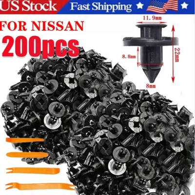 200pcs Bumper Clips 8mm Plastic Rivet Fastener Mud Flaps Fender Push for NISSAN - Image 1 of 4