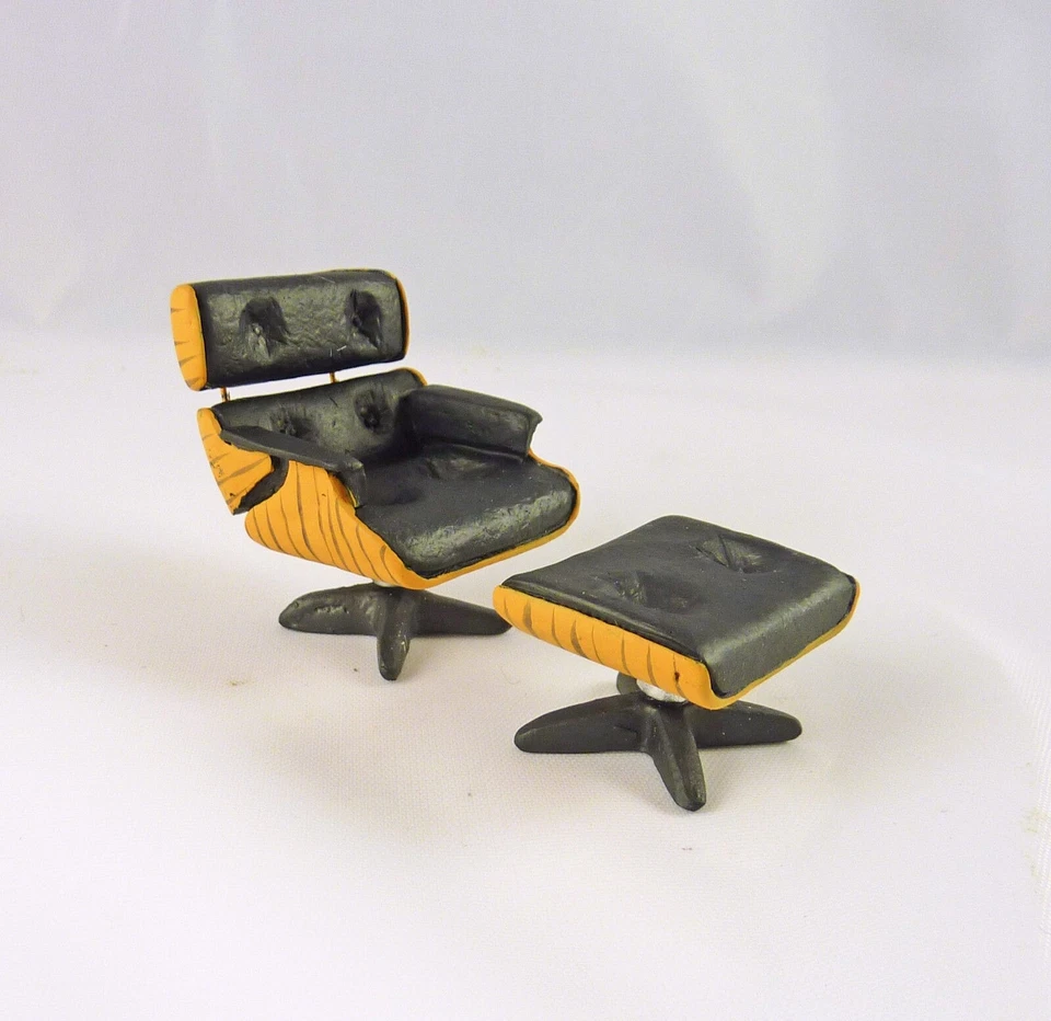 Dollhouse Miniature Half Scale 1 24 Modern Lounge Chair & Ottoman T0262
