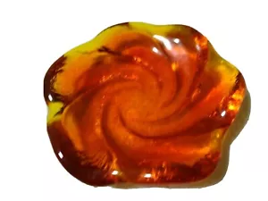 CENICERO DE VIDRIO ARTÍSTICO FENTON DÉCADA DE 1950 - REMOLINO NARANJA - 6 DESCANSOS- BASE DE GUIJARROS - Imagen 1 de 3