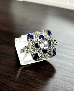 Modern Sterling Silver Art Deco Inspired Dress Ring. Size 8. E147 - Picture 1 of 8