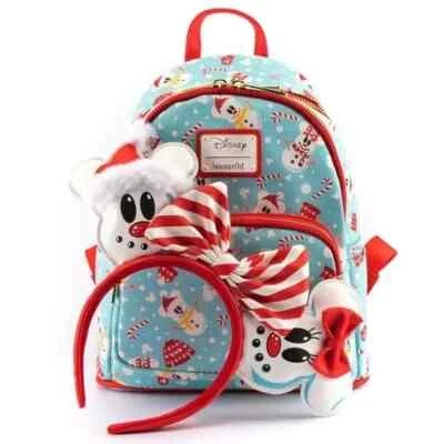 Loungefly Disney Snowman Mickey and Minnie Mouse Mini Backpack & Ears Headband - Image 1 of 4