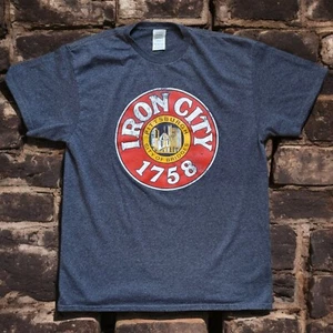 Vintage Y2K Iron City Pittsburgh Pennsylvania T-Shirt Erwachsene grau Large L einfarbig - Bild 1 von 8