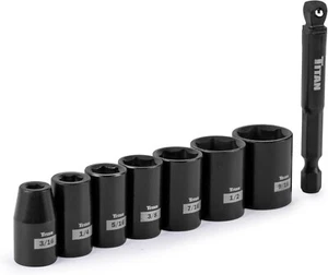 Titan 46001 8-Piece 1/4-Inch Drive SAE Standard Impact Socket Set - Picture 1 of 3