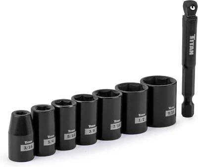 Titan 46001 8-Piece 1/4-Inch Drive SAE Standard Impact Socket Set - Image 1 of 3