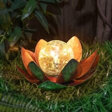 Solar Metal Lotus LED Crackle Ball Light Garden Patio Dining Table Decor gift ne