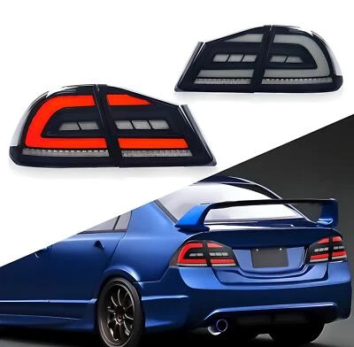 Par de luces traseras LED secuenciales FD1 FD2 rojo humo para Honda Civic 2005-2012 Foto 1 de 4