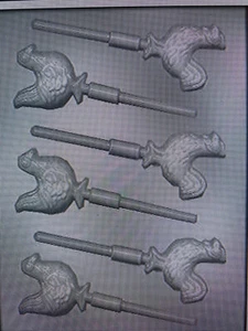 ROOSTER & HEN LOLLY POP mold Chocolate Candy favors farm animals chicken hens - Picture 1 of 1