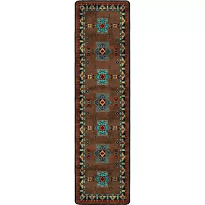 Desert Diamond Turquoise Multi Southwestern Country Cabin Runner Rug 2'x8' - Picture 1 of 3