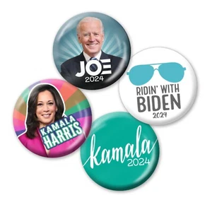 Paquete de 4 botones Biden Harris 2024 2,25" Kamala Joe foto colorida elección prendedores C - Imagen 1 de 5