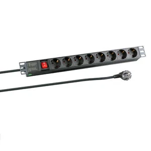 Steckdosenleiste 19 Zoll Aluminium 1HE 8x Schutzkontakt Schalter schwarz 2m Zul. - Photo 1/3