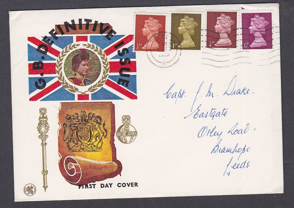 Great Britain GB 1968 FDC Definitive Machins 1/2d to 6d Queen Elizabeth Regina - Image 1 of 1