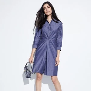 Abito da donna nuovo con etichette $498 Lafayette148 taglia 6 a righe Avalon a righe blu a righe - Foto 1 di 8