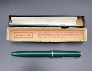 Vintage Green Parker Duofold Fountain Pen Original Box 14k Gold Nib - Picture 1 of 12