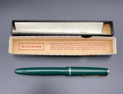 Vintage  Green Parker  Duofold  Fountain Pen Original Box 14k Gold Nib - Image 1 of 4