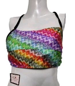 Popina Krissy Women's New Sz Large Bikini Top Rainbow Color Padded Wireless (#B2 - Picture 1 of 7