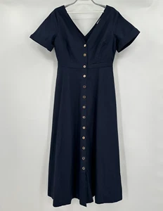 Tuckernuck Navy Blue Kate Maxi Dress sz M Women's Button Front Fit & Flare NEW - Picture 1 of 10