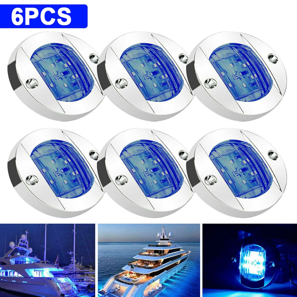 6X Luces LED redondas de popa para barco marino azul cubierta de cabina luz de cortesía impermeable Foto 1 de 4