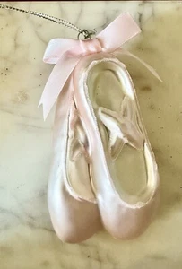 Blown Glass Dance Ballerina Ballet Slippers Christmas Ornament Glitter Pink - Picture 1 of 1