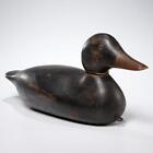 Rustic Hand Carved Life Size Black Wooden Vintage Duck Hunting Decoy 15.5"l