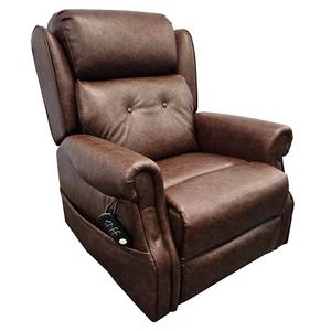 Oakworth Dual motor leather riser recliner chair powered headrest and USB port - Picture 1 of 15