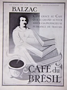 PUBLICITÉ DE PRESSE 1936 CAFÉ DU BRÉSIL - BALZAC - Foto 1 di 1