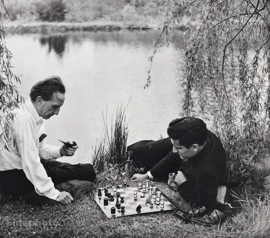 Juego de ajedrez Philippe Halsman 1957/72 MARCEL DUCHAMP y Larry Evans foto grabado Foto 1 de 1