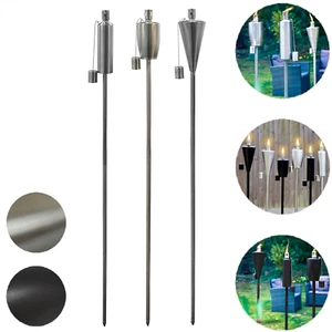 Metal Garden Fire Torches 1.46m Outdoor Path Lamp Garden Torch Lighting 1/2PK - Picture 1 of 37