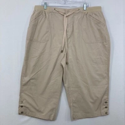 New Living Planet size 22W Cotton Beige Tan Comfy Capri Pants Casual Summer - Image 1 of 4