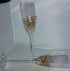 2 STUNNING STYLISH ROSE GOLD FLECK CHAMPAGNE PROSSECO WINE GLASS FLUTE GLASSES