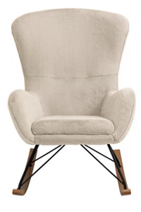 Schaukelstuhl aus Lammfelloptik 70 x 94 x 102 cm Beige Sitzgelegenheit Neu - Bild 1 von 5