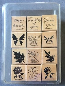 Stampin Up - 2 Stufen Stampin einfache Skizzen - 12er Set Holz/Gummistempel - Rentner - Bild 1 von 2