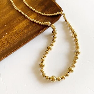 Vintage Perlenkette hergestellt in Korea, goldfarben kleine bis große Perlen 28 Zoll - Bild 1 von 4