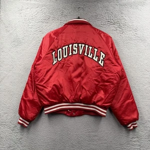 Vintage 80s 90s NCAA Louisville Cardinals Satin Bomber Jacket Large Red - Bild 1 von 8