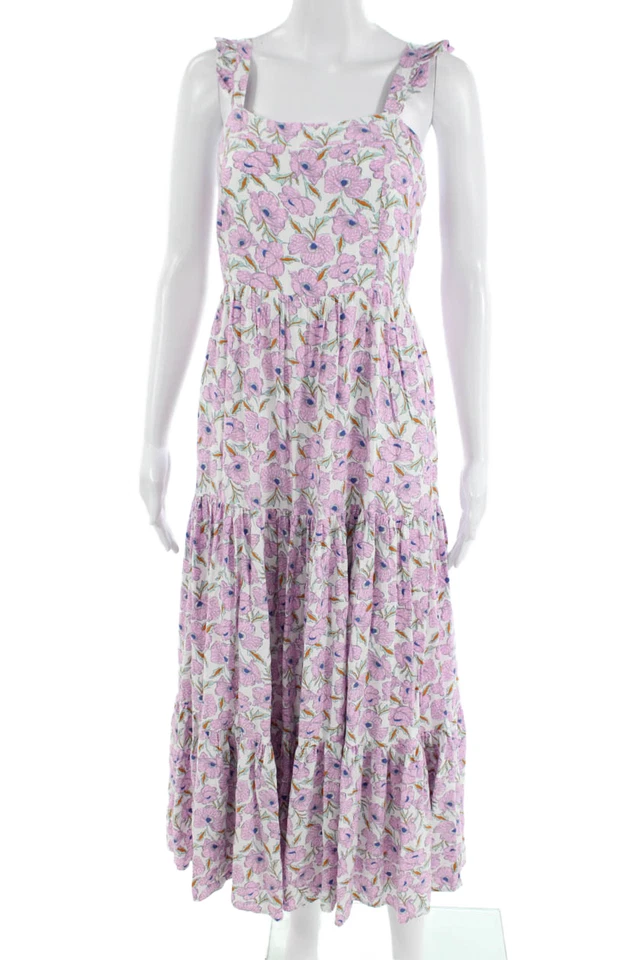 Haute Hippie Women Maxi Sundress Pink Floral Square Neck Rayon Size S - Image 1 of 4