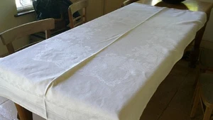 LARGE VINTAGE IRISH LINEN DAMASK TABLE RUNNER - 84.5 X 176.5 CM - Picture 1 of 8
