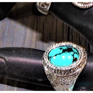 Size 9.5 Faux Turquoise Rings - Picture 1 of 6