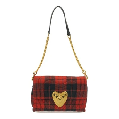 Bolso de Hombro ESCADA Hebilla Corazón Acolchado Cadena Cuadros Cuero Italiano Usado NE51-0 Foto 1 de 4