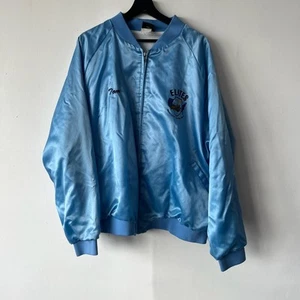 Vintage Hilton Jacket Mens 2XL Blue Elites Motorcycle Illinois Satin USA 80s - Picture 1 of 10