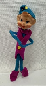 VTG 1950-60s Pixie Elf Knee Hugger Christmas Ornament Pink & Blue Bendable Japan - Picture 1 of 3
