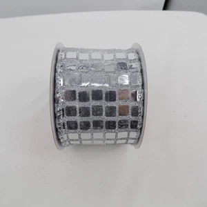 Celebrate it Silver Metallic Reflective Wired Christmas Ribbon 2.5" x 20 ft New - Picture 1 of 4