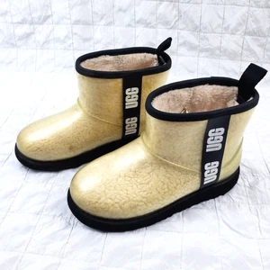 UGG Classic Clear 1112386K Girl SIZE 3 Y  EU 35 Cream Black Waterproof Rain Boot - Picture 1 of 12