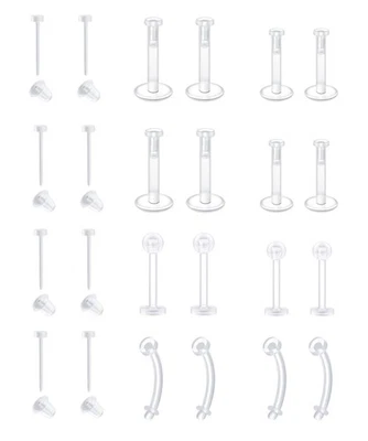 Pendientes de plástico transparente - Tachuelas de cartílago de 16 g para hélice, tragus, labret, labio R... Foto 1 de 4