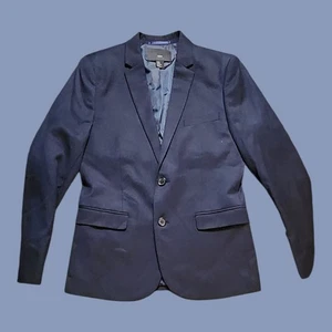 H&M Blazer Size 36R Navy Blue Slim Fit 2-Button Stretch Unvented Jacket - Picture 1 of 6