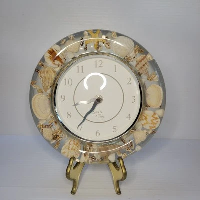 Sands Of Time Seashell Acrylic 8” Coastal Seaside Beach House Shell Wall Clock - Image 1 of 4